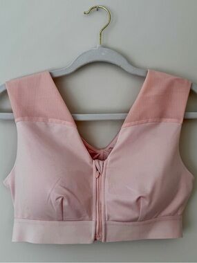 Tommie Copper Shoulder Support Bra with Zipper, Pink – Large